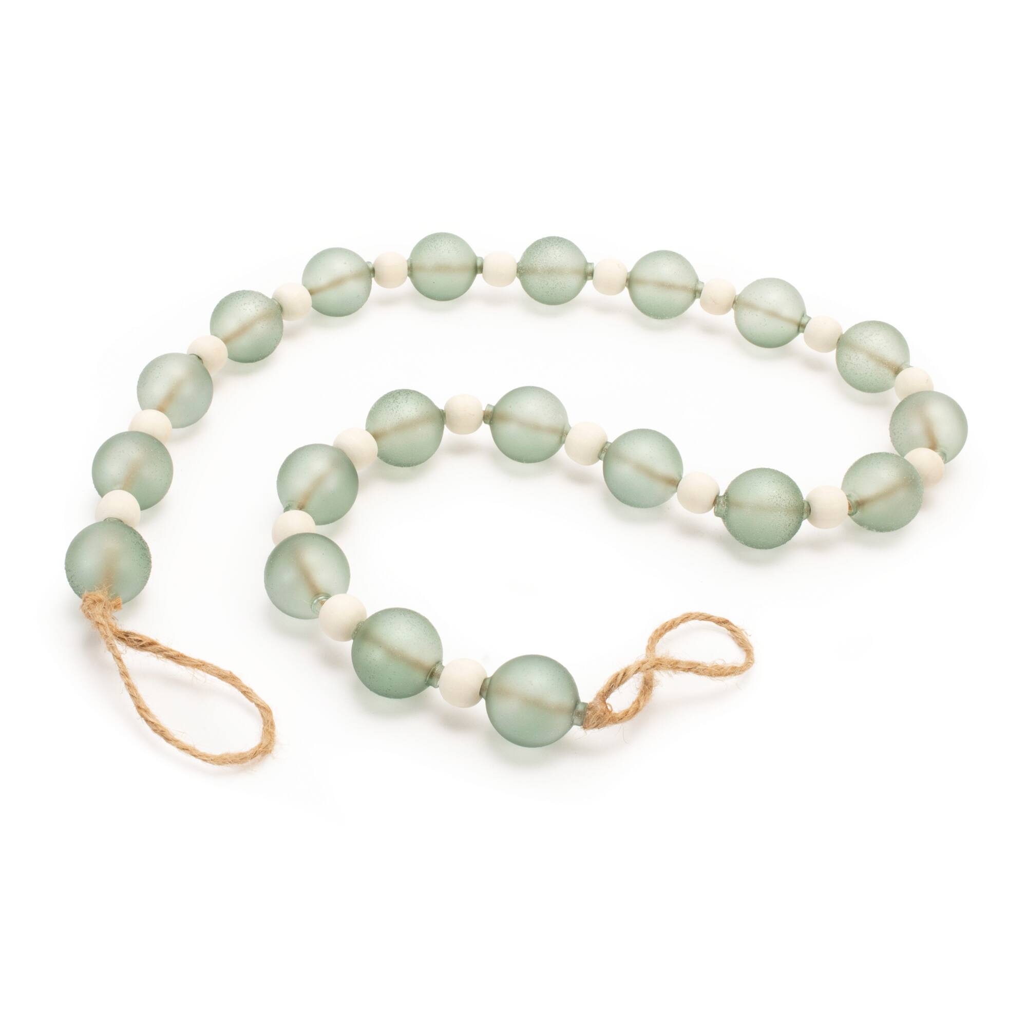 45" Green Glass & Wood Bead Garlands, 2ct.
